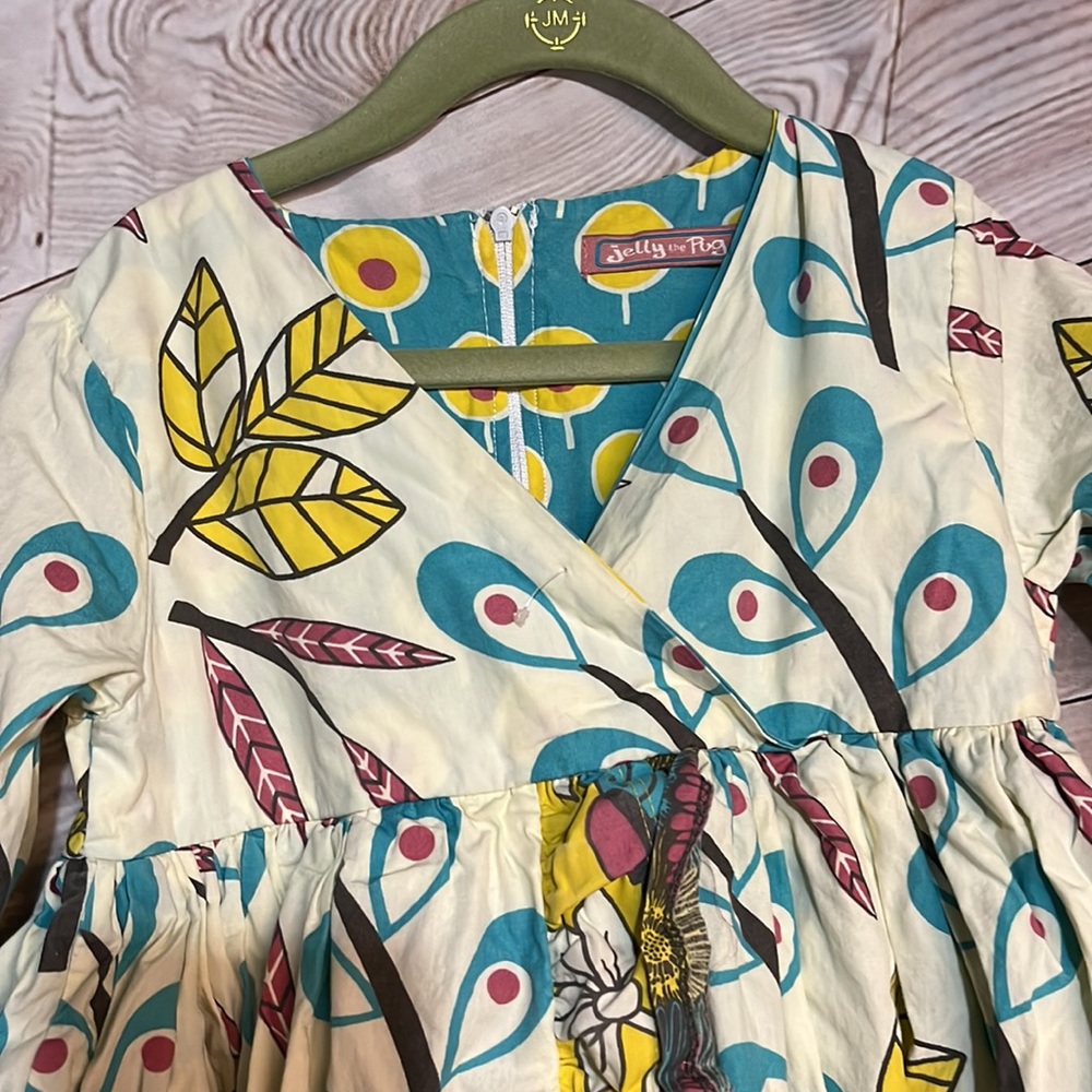 Jelly The Pug Kids Casual Dress with Leaf and Floral Print - Picture 2 of 3